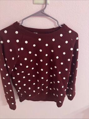 Old Navy Burgundy Polka Dot Crewneck Sweater